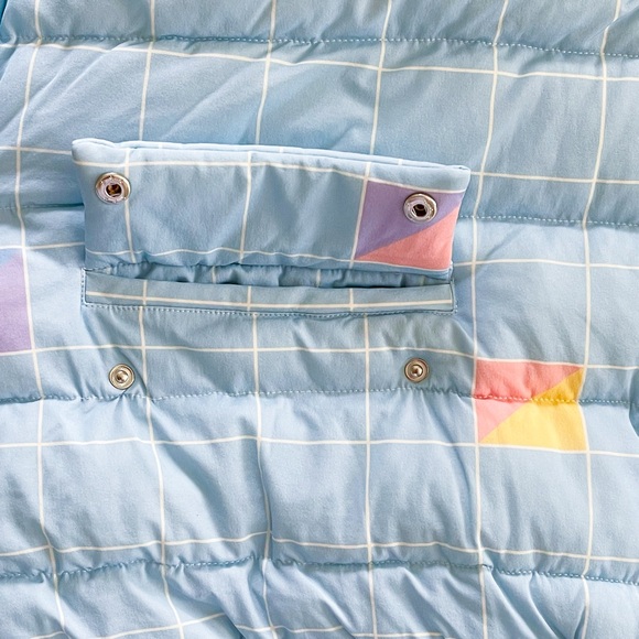 Selkie The Slopes Hooded Puffer Jacket Retro Plaid Blue 5X NWT - Picture 3 of 14